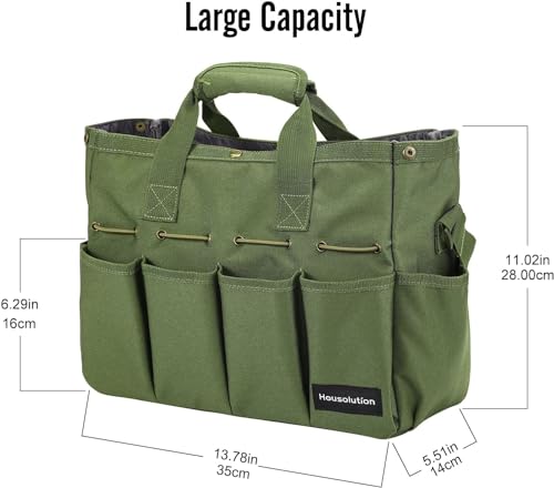 Housolution 900D Standable Gardening Tool Bag and 10 PCS Gardening Tool Set with Large Garden Bag,Floral Pattern Gardening Tool Set Gifts for Women,Home Tools Organizer Garden Tool Kit Holder