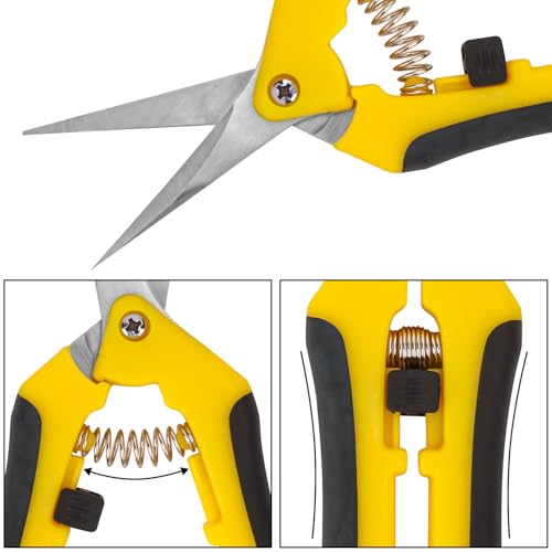 15 Pack 6.5 Inch Yellow Garden Pruning Scissors, Stainless Steel Blades Hand Pruner, Sharp Point Gardening Shears Cutter, A Must-have Gardening Pruning Shear, Supplies & Accessories