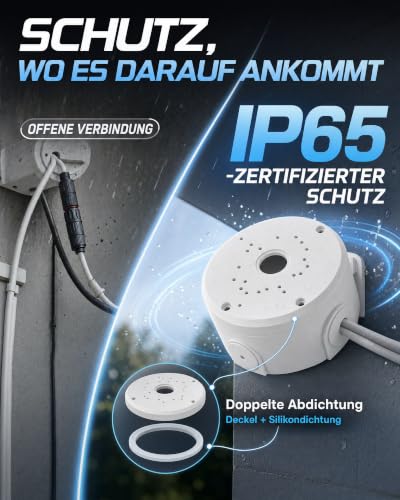 ABS Camera Junction Box Waterproof Pack of 4 for Surveillance Camera | Surveillance camera connection box for indoor and outdoor use, hemispherical for safe and weatherproof camera mounting 4 Stück-White ABS Kunststoff