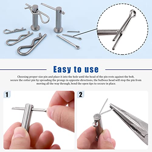 Glarks 122Pcs 4 Styles Clevis Pin/Cotter Pin/Hair Pin/Dowel Pin Assortment Set, 15 Size 304 Stainless Steel Pin Fasteners for Automotive, Mechanics, Cars, Trucks, Lawn Mower Use