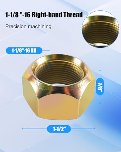 M-126 Outer Stud Piloted Wheel Cap Nuts 1-1/8in-16 Thread and 1-1/2in Hex