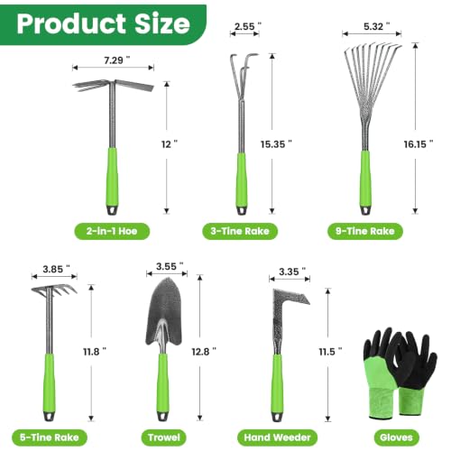Garden Tools Set Heavy Duty Gardening Tools Set + Garden Tools 7 Pack Garden Tool Set with Ergonomic Non-Slip Handle