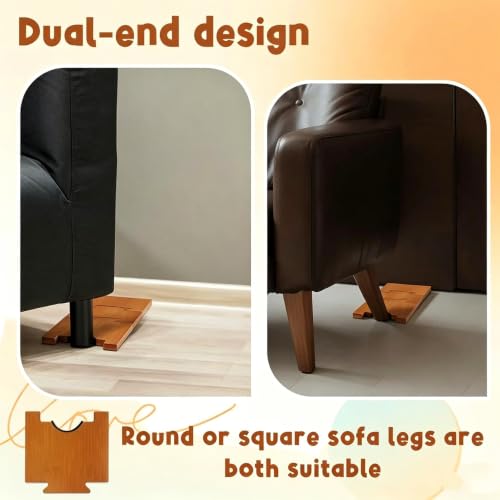 4 Packs Bamboo Couch Wall Spacer, Adjustable Couch Stopper for Furniture