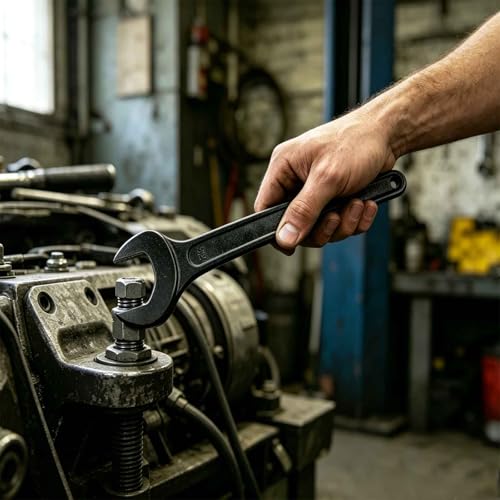 55mm Single Open End Wrench, 2-3/16 Inch Heavy Duty Carbon Steel Spanner with 20mm Thickened Head and Leverage Hole, 15.4 Inch Long Hand Tool for Machinery Maintenance (55mm) 55mm