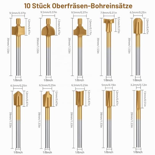 EEEKit 20 Piece Wood Carving Drill Bit Set, HSS Rotary Burr Milling Cutter Wood for Rotary Tool with 3 mm Shank
