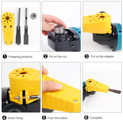Angle Grinder Chisel Attachment, Premium Electric Wood Carving Engraving Adapter for Woodworking Decoration Stainless Steel Plastic M10 M14 1 Chisel Set