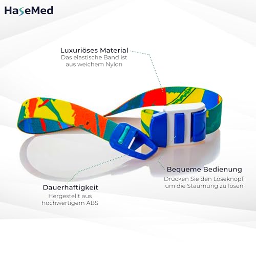 HaseMed Metal-Free Latex Free Colorful - 3 Pack Tourniquet for Medical Applications, Elastic and Safe, Ideal for Emergencies and Hospitals