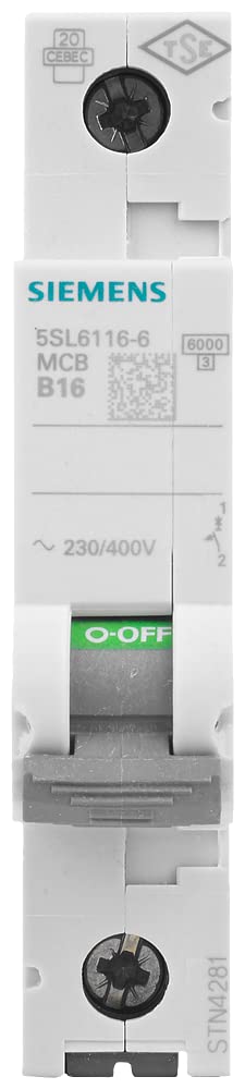 Siemens Circuit Breaker 6kA 1-Pin Type B 16A 1 pack B16