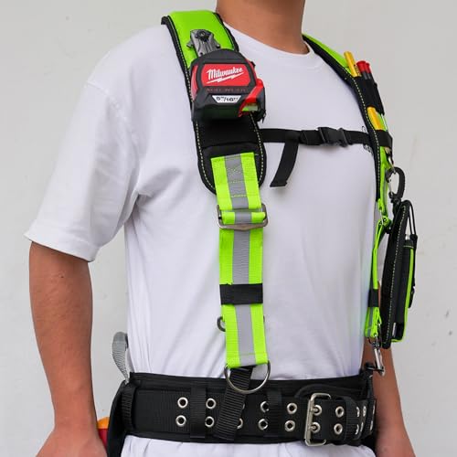 MELOTOUGH 1pcs Padded Tool Belt with D-ring Adjustable Tool Belt + 1pcs Tool Belt Suspenders Work Belt Suspenders for Men Big and Tall Heavy Duty
