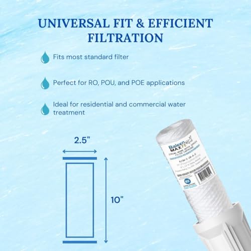 5 Micron 10" x 2.5" String Wound Sediment Water Filter Cartridge 6 Pack 06 Pack