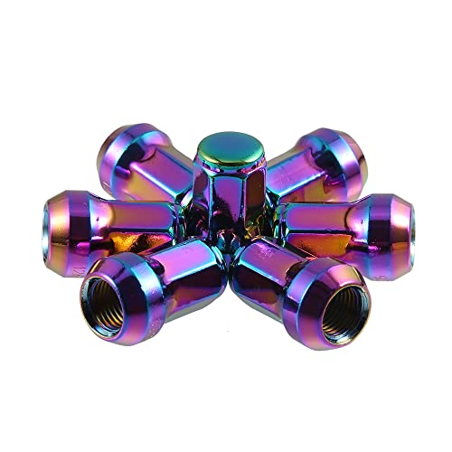 ACROPIX M12 x 1.25 Car Lug Nuts Cone Seat Closed End Bulge Acorn Hex Wheel Nut with Socket Key Multicolor - Pack of 20