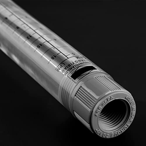 Liquid Flowmeter, LZM-15G Acrylic Tube Type Rotameter, High Accuracy Water Flow Meter, 0.25-2.5 GPM & 1-9 LPM, 1/2" Internal Thread