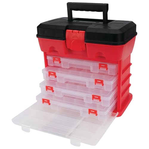 Performance Tool W54042 Plastic Storage Rack Tool Box with 4 Bins Plastic Tool/Storage Bin