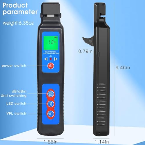 Rechargeable Live Fiber Optic identifier A-40A 800~1700nm wavelength Response Range,for 0.25 0.9 2.0 3.0mm, Single/Multi-Mode Universal, with LED Function and 1 FC-LC Adapter