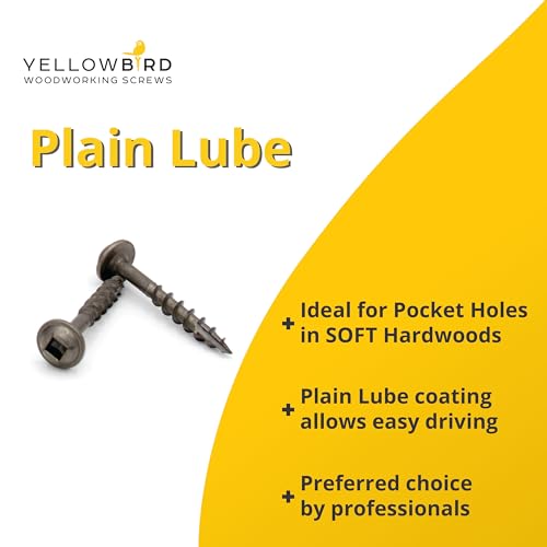 Yellowbird #8 x 1-1/4 Round Washer Head - Square Plain Lube - Extra Coarse Thread - Type 17 Pocket Screw - Bit Included - 700 Ct. 1-1/4"