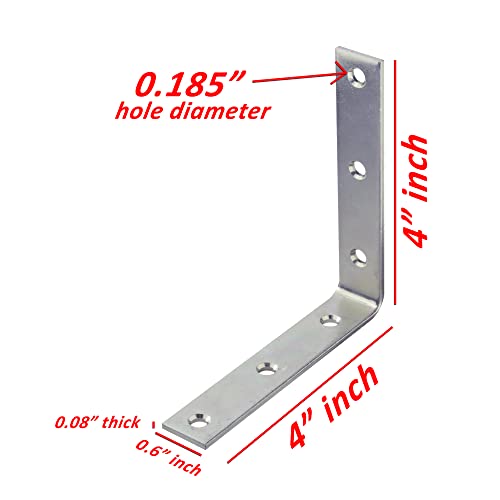 4" inch Heavy Duty Corner Brace Angle Repair Bracket w/ Screws (Pack of 20) 4" inch