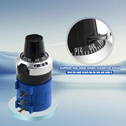 WMYCONGCONG 3590S-2-502L 5K Ohm Adjustable Precision Multi-Speed Potentiometer with 10 Revolutions Counter Wheel Knob