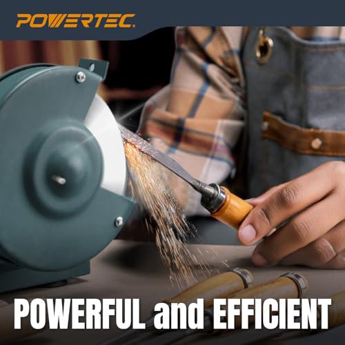 POWERTEC Bench Grinder Wheel 8 Inch 100 Grit, White Aluminum Oxide Grinding Wheel for Bench Pedestal Grinder, 1" Thick 5/8" Arbor, Sharpening & Shaping Drill Bits, Blade, and Chisel 1PK (15513) 100 Grit, 1PK 8" Grinding Wheels