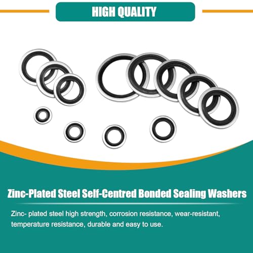 450PCS Bonded Sealing Washers Automotive Metric Self-Centred Crush Washers 450pcs Sealing Washers