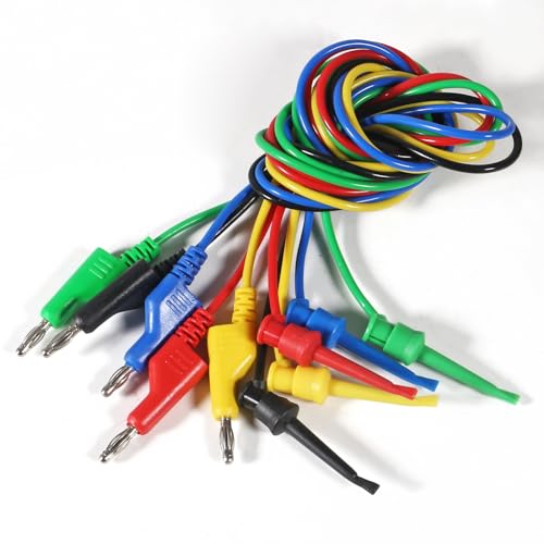UMLIFE 10PCS Multimeter Test Lead Set Stackable Banana Plug to Test Hook Wire Cable Kit with Protective, Flexible Wire Leads 3.3Ft/1M
