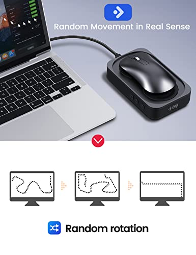 Mechanical Mouse Jiggler with Interval Timer, Black | Silent mechanical mouse mover with interval timer, no need to precisely align optical sensor.