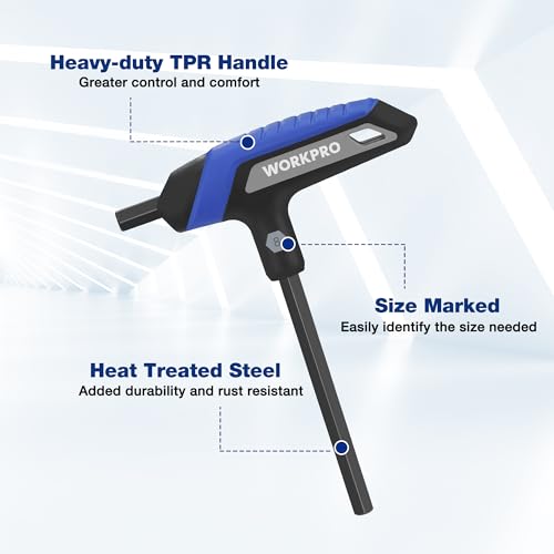 WORKPRO 14PCS T-Handle Allen Wrench Set, Metric & SAE Long Hex Key Wrenches