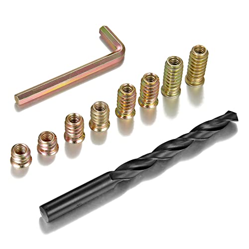 160Pcs 1/4"-20 Hex Nut Inserts 4 Size Wood Threaded Fastener for Furniture 160 Pcs 1/4"-20 x 10/15/20/25mm
