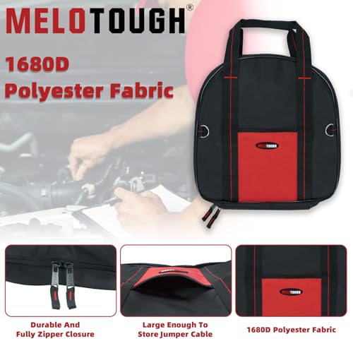 MELOTOUGH 2PCS Canvas Utility Tool Tote bag+1PC jumper cable bag(14inch)