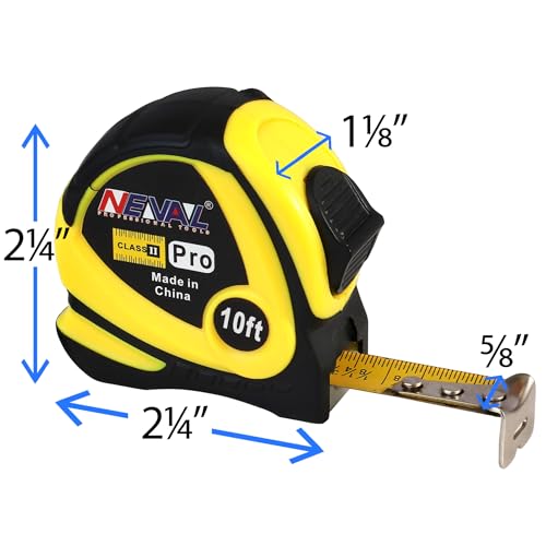 Tape Measure 10ft, 12-Pack Bulk, Self-Locking, Easy Read Measuring Tape, Retractable with Fractions 1/8 inch Scale 10-Foot (12-Pack)