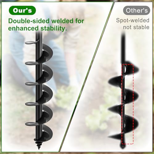 Insaga Auger Drill Bit for Planting 4″ x 32″– Heavy Duty Carbon Steel Spiral Garden Auger for Drill, 3/8″ Hex Drive Plant Auger for Bulbs & Seedlings – 32″ Long Reach Reduces Bending 4″ x 32″