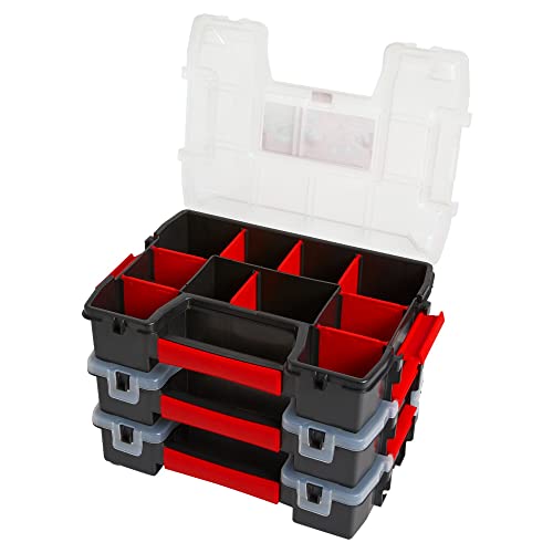 CRAFTSMAN Storage Organizer, Small Parts Organizer, 3-Packs with 10-Compartments, Lid Includes Secure Latch (CMST60964M) 3 Pack (11.5" L x 2.5" W x 8.5" H) Triple Pack