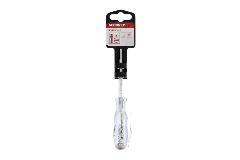 GEDORE red test screwdriver with impact counter, measuring range 105 - 250 volts, blade length 70 mm, phase tester, R38120312