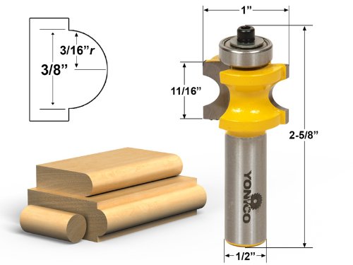YONICO Bullnose Router Bits Set 5 Bit 1/2-Inch Shank 13515 1/2" Shank