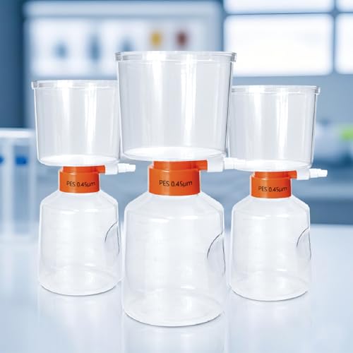 PEKYBIO 500mL Sterile Vacuum Filter Units with 0.45um PES Membrane, Individually Wrapped, Pack of 4Pcs