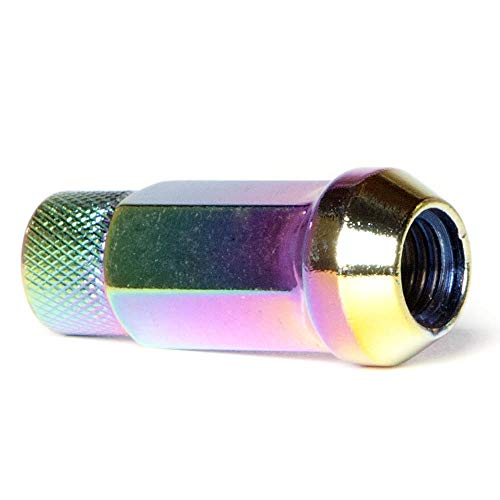 Circuit Performance Forged Steel Extended Open End Hex Lug Nut for Aftermarket Wheels: 12x1.25 Neo Chrome - 20 Piece Set + Tool