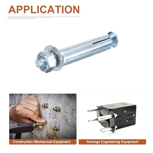 DTGN 5/16" x 2-1/2" Hex Nut Sleeve Anchors - 35Pack - Good for Concrete Dry Brick Block Walls - Carbon Steel - Silver 35 5/16" x 2-1/2"