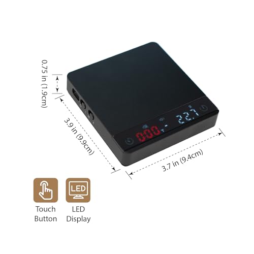 MiiCoffee Nano Pro Coffee Scale with Timer, Espresso Scale with Auto Tare, Aluminum Body, Touch Sensor and Silicone Cover Nano Pro (Black)