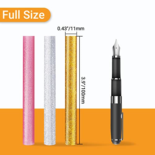 Manarty 48pcs 0.43" Dia x 4" Long Glitter Color Hot Glue Sticks and 24pcs 8" Long x 0.43" Dia Color Hot Glue Sticks