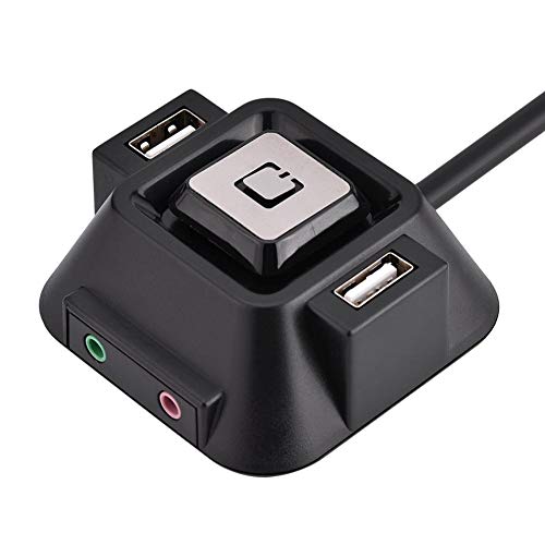 Desktop Computer Power Switch with USB Ports, Reset, and Audio Microphone Port, for Internet Cafes and Families