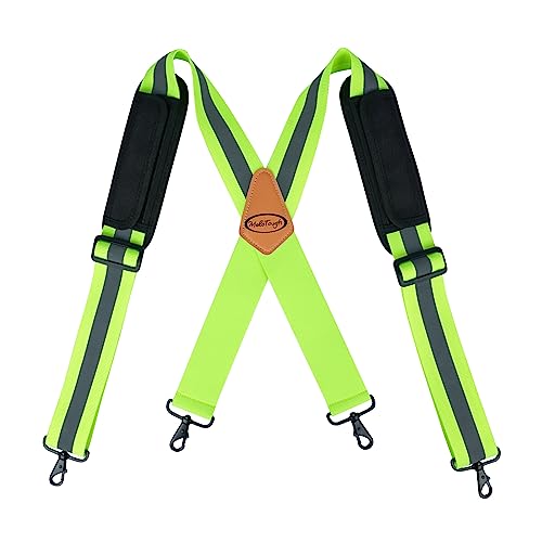 MELOTOUGH High Visibility Tool Belt Suspenders Safety Reflective Tool belt Harness for Heavy Duty Work belt with Movable shoulder Pads, Quick lobster clasp