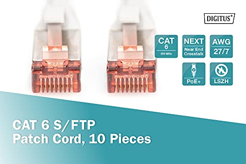 DIGITUS Cat 6 S-FTP Patch Cable, grey, DK-1644-010-10 | 1Gbps - PoE++ - AWG 27/7 - LSZH - RJ45 Network Cable Patch Cable - Compatible with Cat 6A and Cat 7 gray 1 m