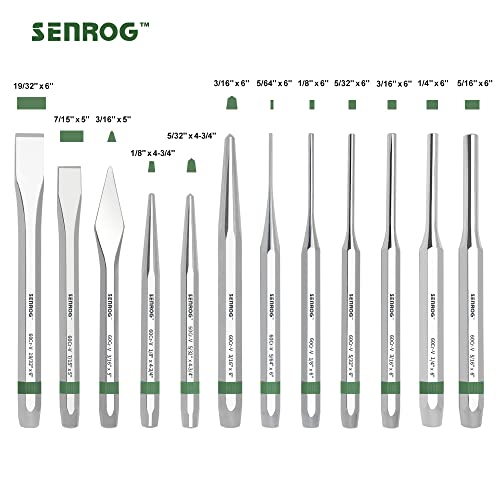 12-Piece Punch and Chisel Set, 60Cr-v Steel Made and Heat-treated.