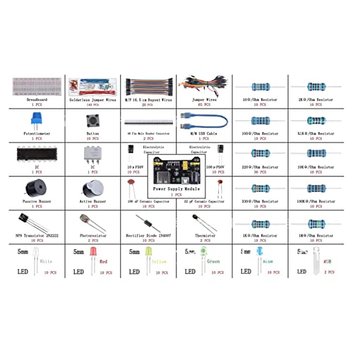 Electronic Component Kit Assortment Starter Kit with 830 Connection Points Breadboard for STM32 for