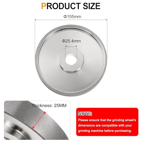 HARFINGTON Diamond Lapidary Wheel 6 Inch x 1 Inch Arbor Hole 320 Grit Grinding Wheels for Stone, Marble, Glass, Ceramics, Crystal, Carbide, Steel 320 Grits
