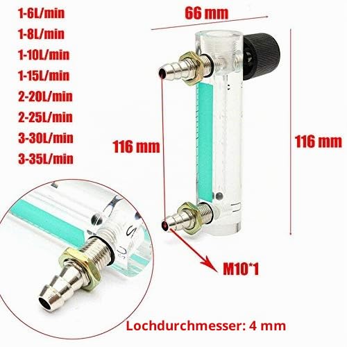 Vogueing Tool Flow Meter with Control Valve YB-4M Air Flow Meter Gas Regulator for Oxygen, Air and Gas (0-3 L/min)