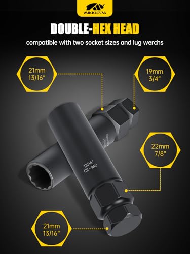 MIKKUPPA 8PCS Spline Lug Nuts Socket Set 5, 6, 7 & 12 Spline