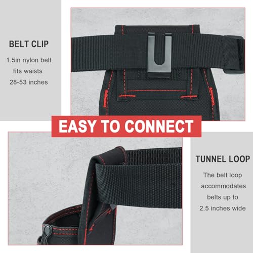 KUNN Tool Belt Suspenders & Electrician Tool Pouch with Belt Clip