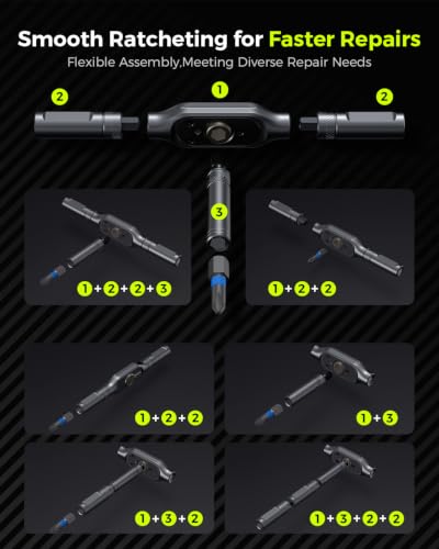 71 in 1 Ratcheting Screwdriver Set, Magnetic Multi Bit Screwdriver Kit with T Ratchet Handle, Precision Screwdriver Kit, S2 Steel Bits, Magnetizer, Electronics Repair Tool Kit for Phone Laptop PC PS5 71in 1 Black
