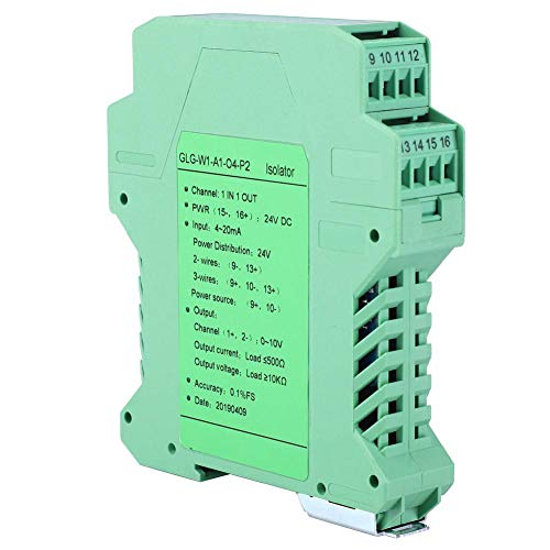 Akozon Current Signal Isolator Transmitter 4-20mA PLC Detection Signal Conditioner DC 24V (1 in 1 Out, 4-20mA to 0-10V)