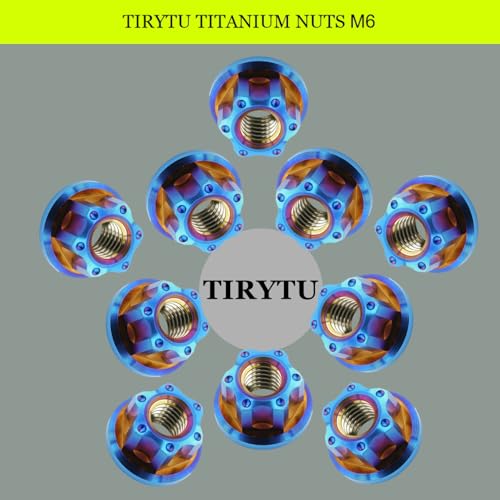 Titanium Flange Hex Nut M6x1.0, Burnt Blue, 10PCS M6 1.0mm Pitch